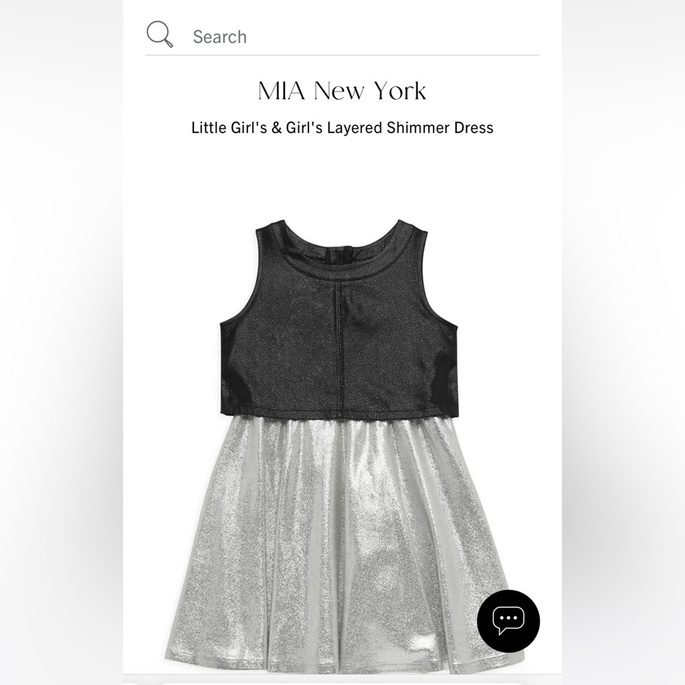 MIA New York girls black and silver shimmer dress size medium